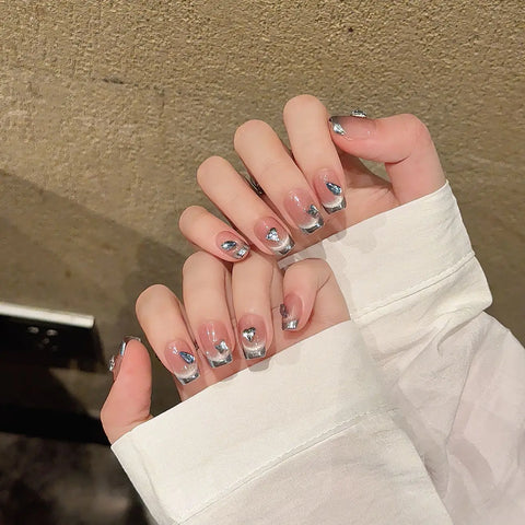 High Quality Fingernail Pressing Glitter Luxury Reusable and Detachable Cat's Eye pink  Artificial False Nails