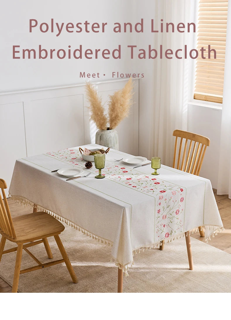 Ns style embroidered polyester fabric table cover fancy wedding tablecloth