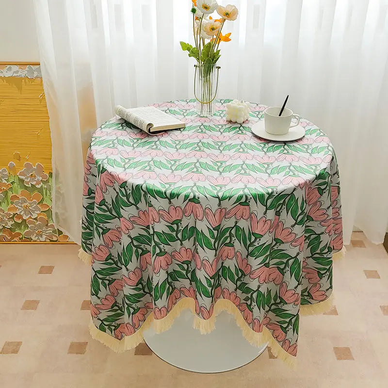 Ins style short plush fringed table covering dustproof garden tablecloth activity tablecloth