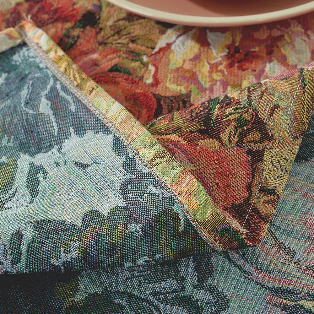 Jacquard tablecloth floral pattern oil painting design woven table cloth household