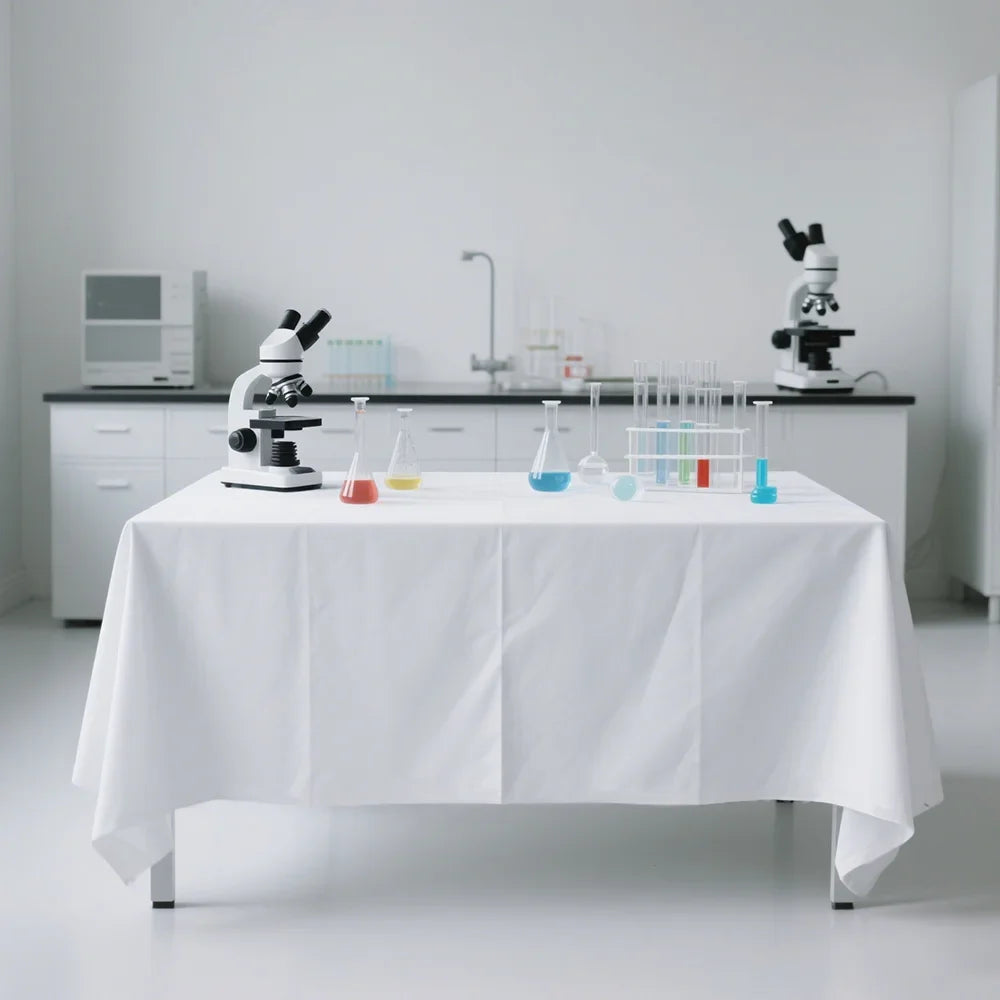 Modern white and black waterproof woven table covers for domestic laboratory benches and event decorations