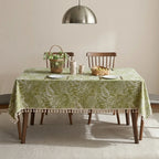 Pastoral Green Polyester/Cotton Printed Rectangular Reusable Washable Dustproof Tablecloth for Home Hotel & Outdoor Events