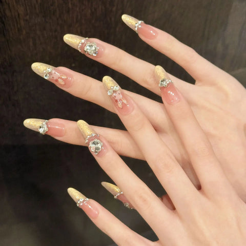 New Style Cartoon Cute Bunny Blush French Pile Diamond Gentle Handcrafted Wear-on Nails