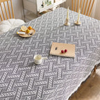 Rectangle dining table cloth woven cotton and linen jacquard fabric decorative table mat