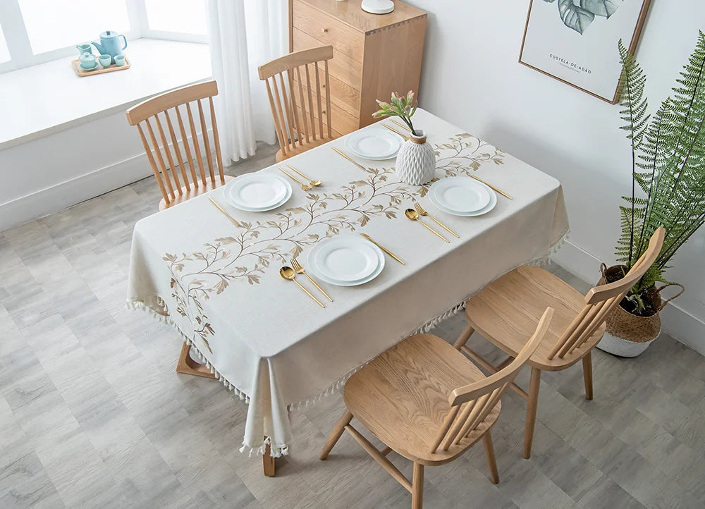 Hot-selling tablecloth embroidered floral plant cover tablecloth, suitable for home and commercial use