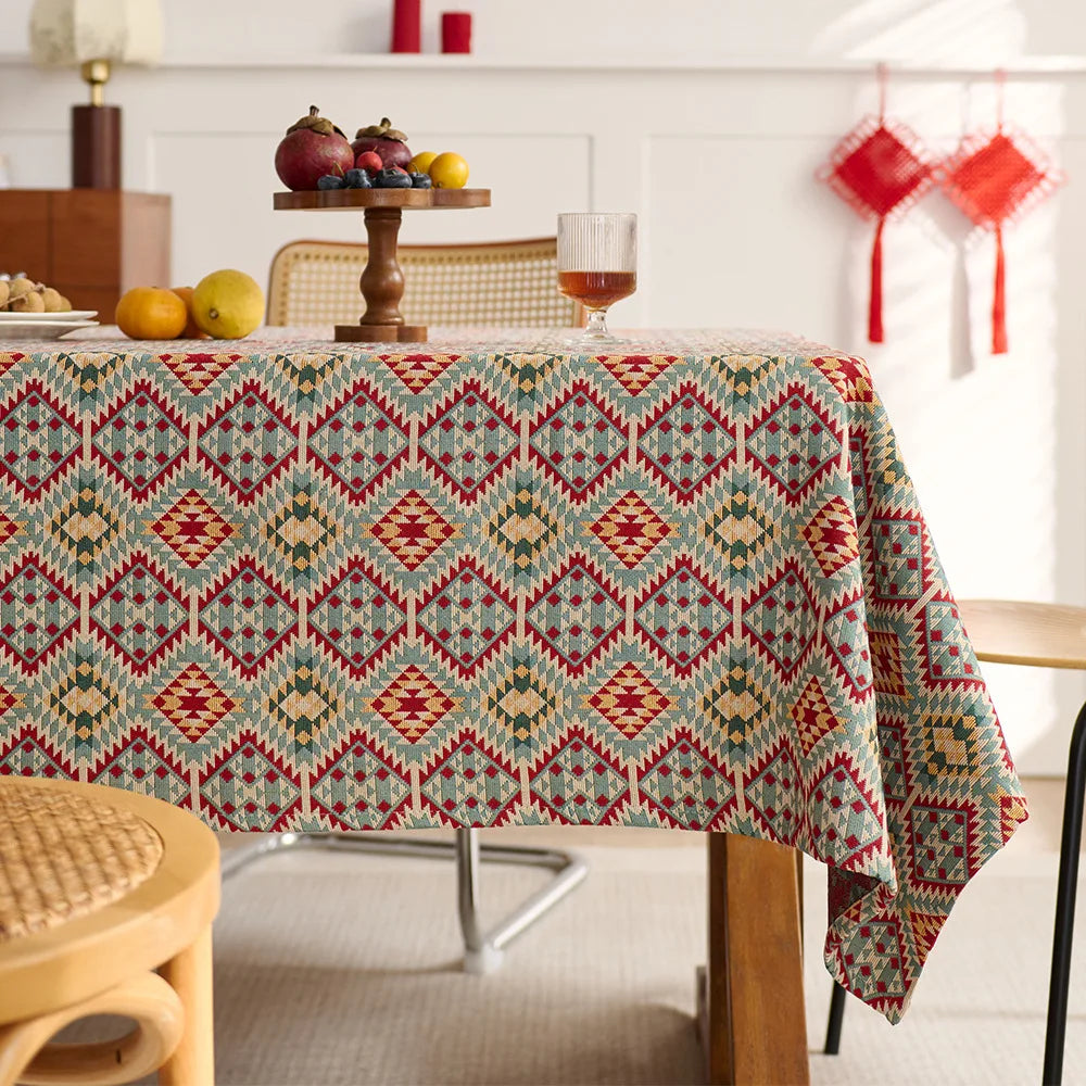 Retro tablecloth custom dining table chair cover coffee table mat movable rectangle