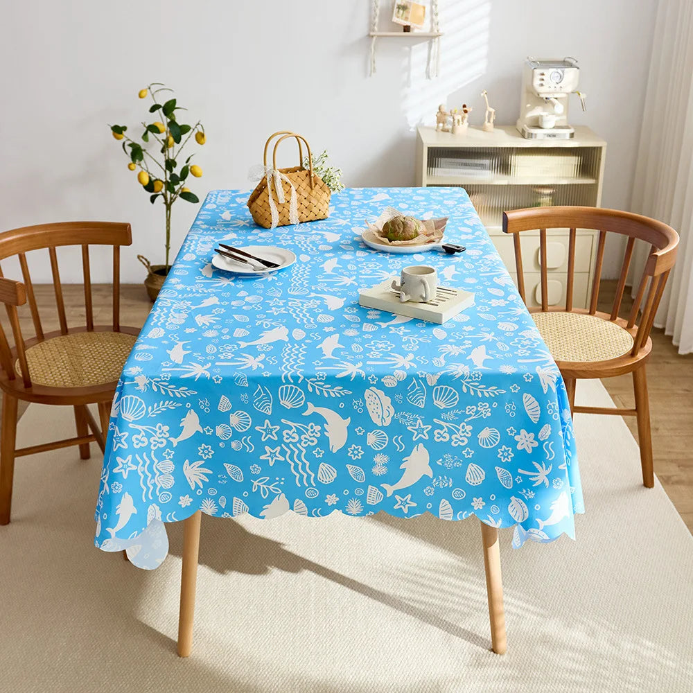 Waterproof and dustproof peach skin velvet cute cartoon tablecloth decorative protective tablecloth