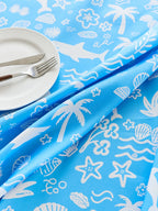 Pastoral cartoon printed polyester waterproof, oil-proof and durable, reusable, customizable rectangular dining table cover