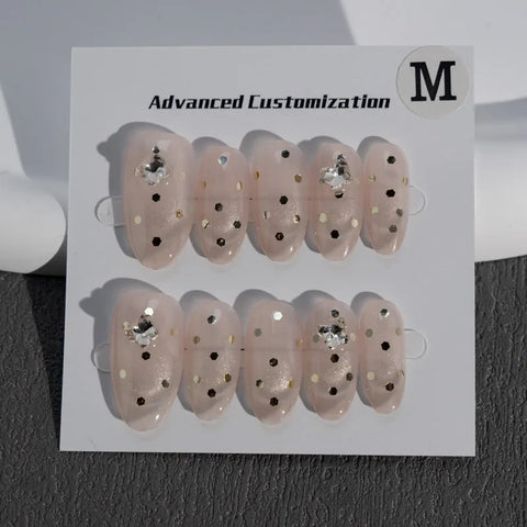 Drill Decorative Design Water Drop Almonds Hepburn French Handmade Press on Nails