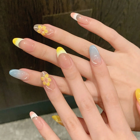 High Quality   Macaron Color 3D Carved Spring and Summer Detachable Handcrafted Nail Wear