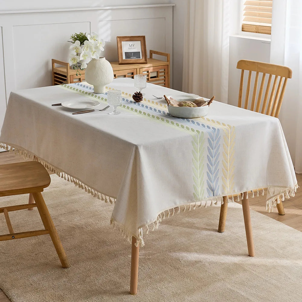 Customizable luxury rectangular white tablecloth 1 piece home kitchen hotel tablecloth decoration set