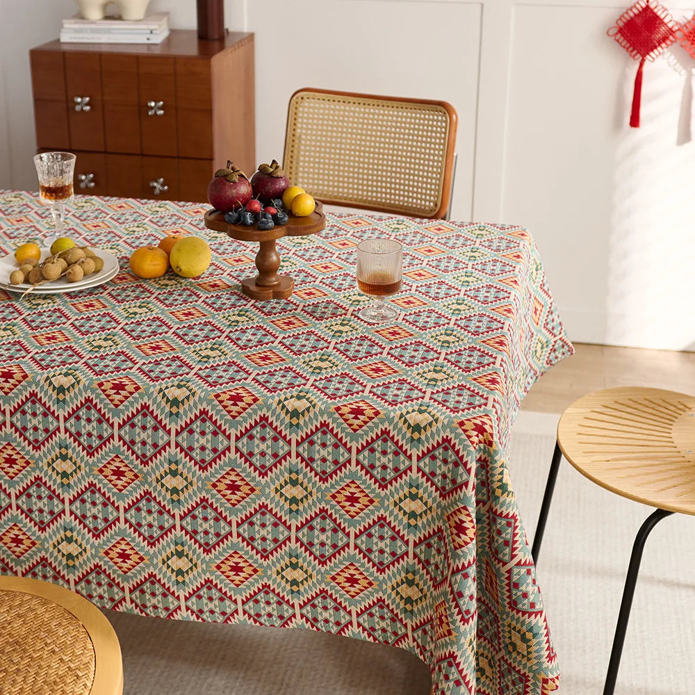 Retro tablecloth custom dining table chair cover coffee table mat movable rectangle