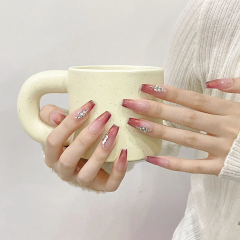 High Quality French Reusable Beautiful Glitter Luxury Handmade False Nails