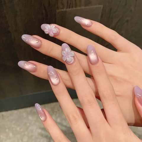 Three-dimensional Carved Gradient Cat-eye Dew Drop Spring and Summer Detachable Wear-on Nails