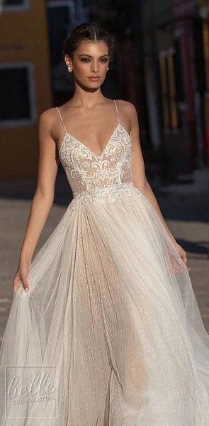 NumberSea Sexy Modest Illusion Backless Hochzeit Kleider Dot Spitze Strand Brautkleid vestido de noiva mariage gelinlik abiti da sposa 