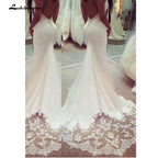 Vestido de novia sin mangas con encaje espagueti de NumberSea, apliques de encaje, estilo bohemio, sin espalda, sexy, para fiesta de boda 
