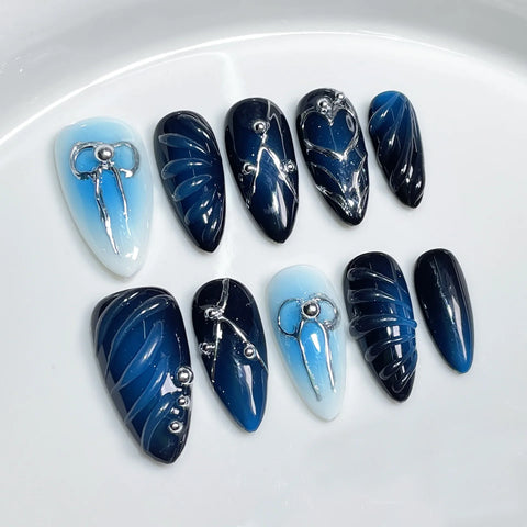 Hand-made Wearable Nails Sweet and Cool Hot Girl Hand-painted Relief Blush Nails