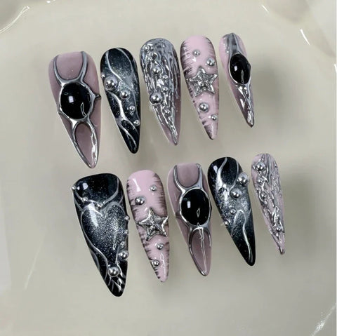 Handmade Irregular Metal Design butterfly Short Nail Stickers