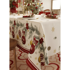 New Design Christmas and New Year Printed Waterproof Dining Table Cloth Coffee Table Cloth Decoration