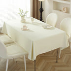 Simple style cream white PU tablecloth waterproof and non-slip decorative woven table cover