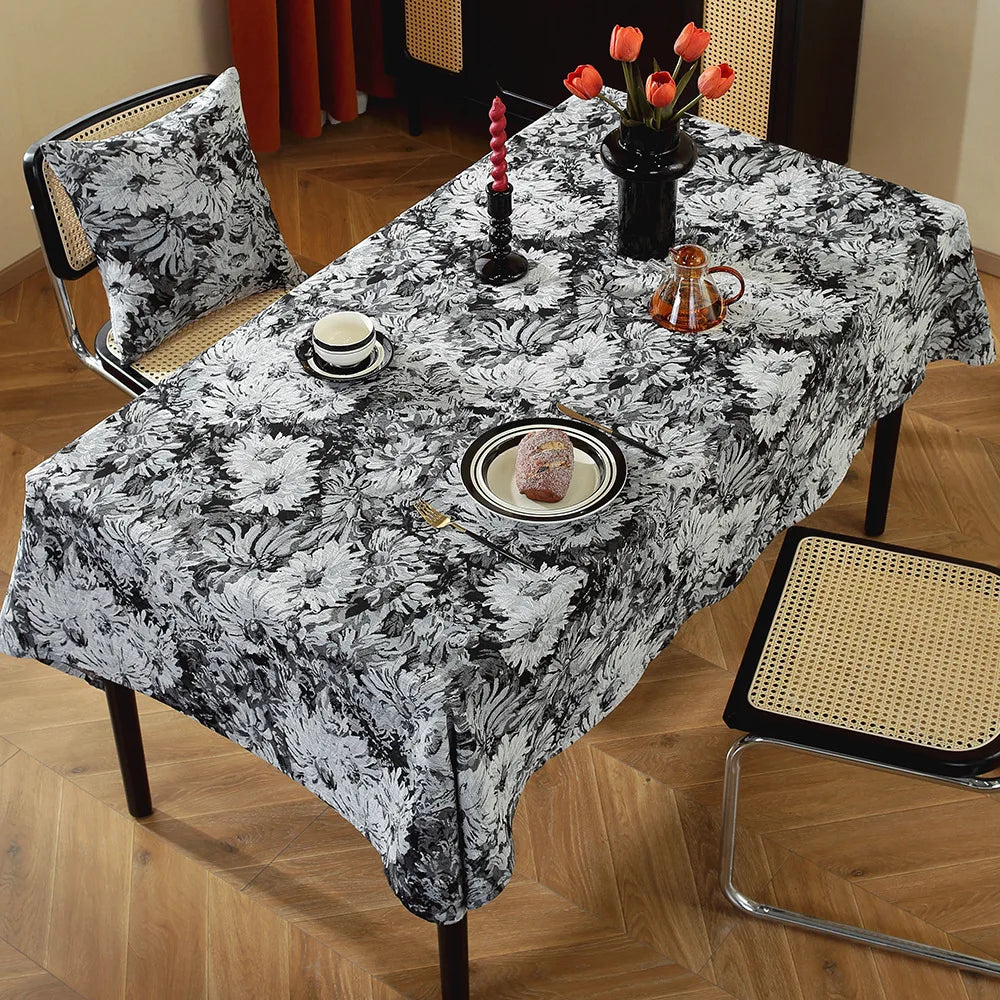 Jacquard tablecloth floral pattern oil painting design woven table cloth household