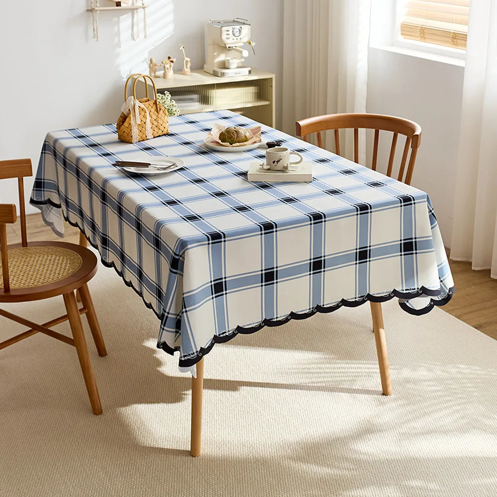 Modern red checkered design tablecloth print irregular shaped Christmas decorative tablecloth