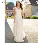Vestidos de novia de playa NumberSea en blanco marfil, vestidos de novia de corte A con encaje, vestidos de novia de gasa. 