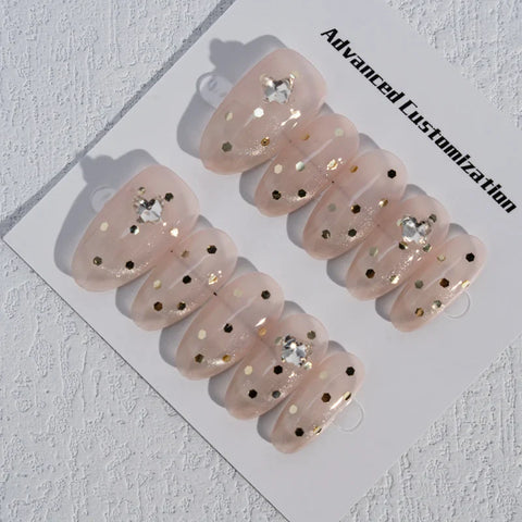 Drill Decorative Design Water Drop Almonds Hepburn French Handmade Press on Nails