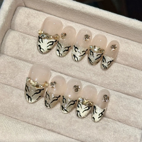 Latest High Quality Long Square Shape Handmade Customizable Full Cover Press on Nails Different Design for Fingers