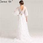 On Sale No Return No Refund Sale Half Sleeve Dream Feather Tassel  Evening Dresses 2024 White Pearls Fashion Sexy Formal Evening Gowns LA6225