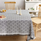 Rectangle dining table cloth woven cotton and linen jacquard fabric decorative table mat