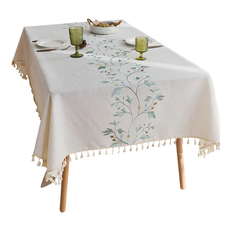 Modern Chinese embroidered tablecloth tablecloth new floral woven fabric dining table decoration modern home