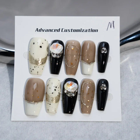 10 stücke Nail art Design Strass Luxus Matte Glanz Künstliche Falsche Nägel 