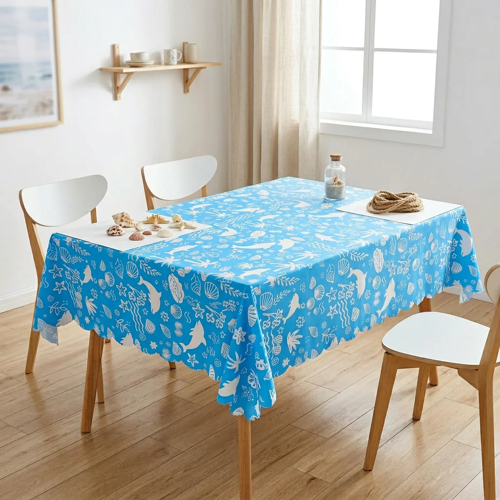 Pastoral cartoon printed polyester waterproof, oil-proof and durable, reusable, customizable rectangular dining table cover
