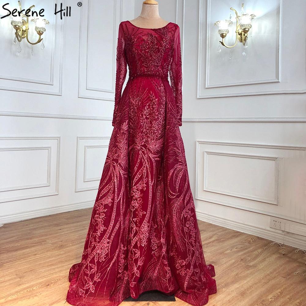Serene Hill Muslim Pink Long Mermaid  With Train Luxury Evening Dresses Gowns for woman  party  Formal Dress  2024 LA70541