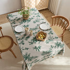 Pastoral Green Polyester/Cotton Printed Rectangular Reusable Washable Dustproof Tablecloth for Home Hotel & Outdoor Events