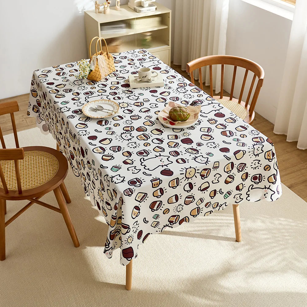Modern red checkered design tablecloth print irregular shaped Christmas decorative tablecloth