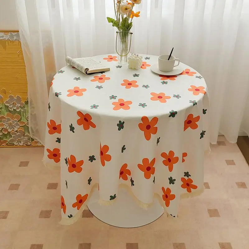 Ins style short plush fringed table covering dustproof garden tablecloth activity tablecloth
