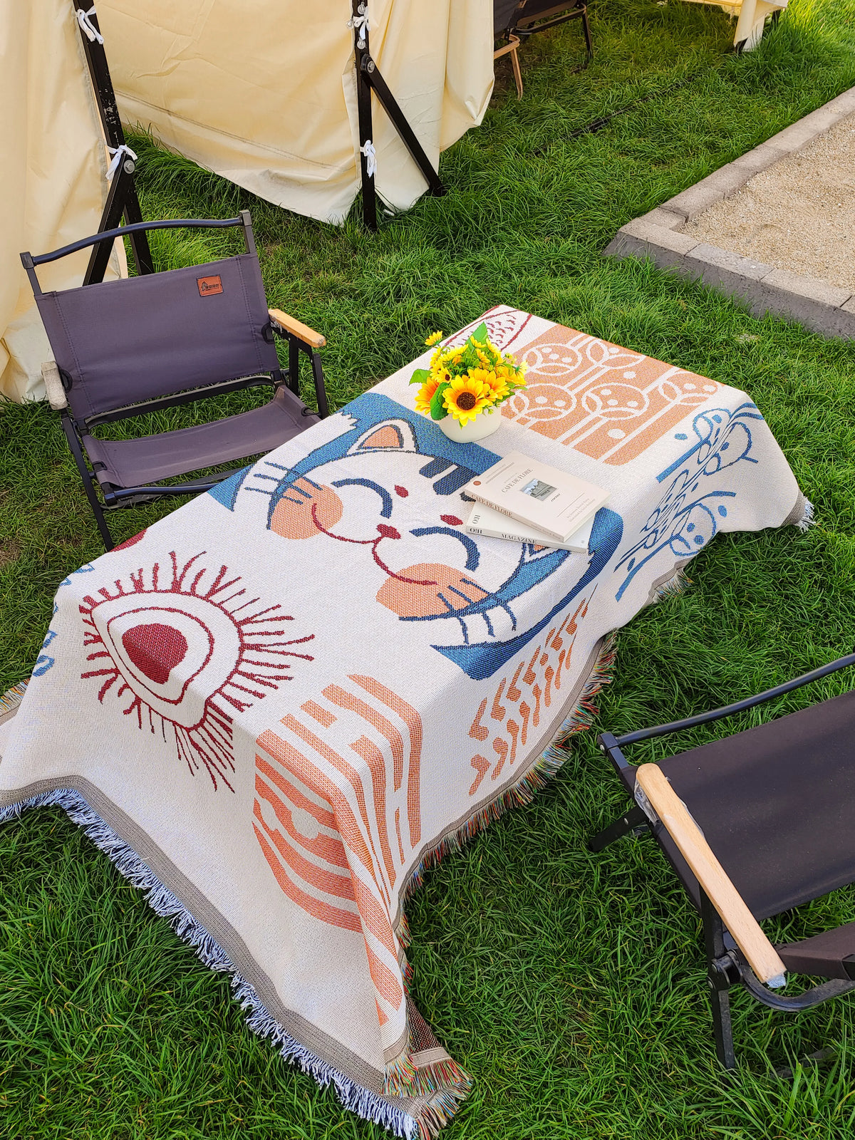 Rectangle tablecloth sofa outdoor cover polyester tablecloth picnic mat activity tablecloth