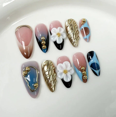 Handmade Irregular Metal Design butterfly Short Nail Stickers