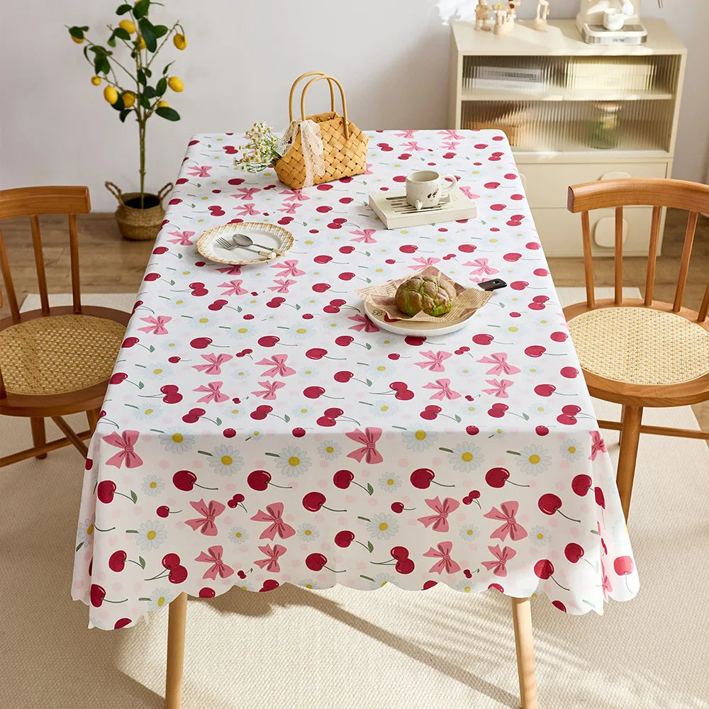 Waterproof and dustproof peach skin velvet cute cartoon tablecloth decorative protective tablecloth