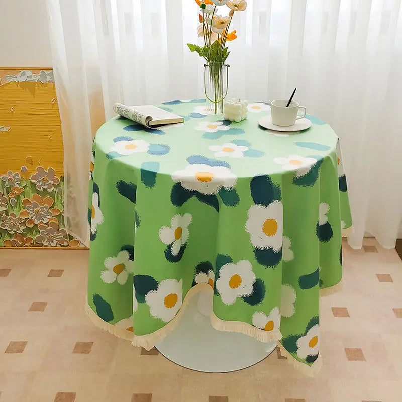 Ins style short plush fringed table covering dustproof garden tablecloth activity tablecloth