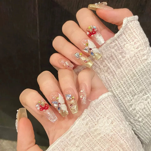 Press on Nails Nude False Nails Artificial Fingernails French Almond Reusable Acrylic False Nails