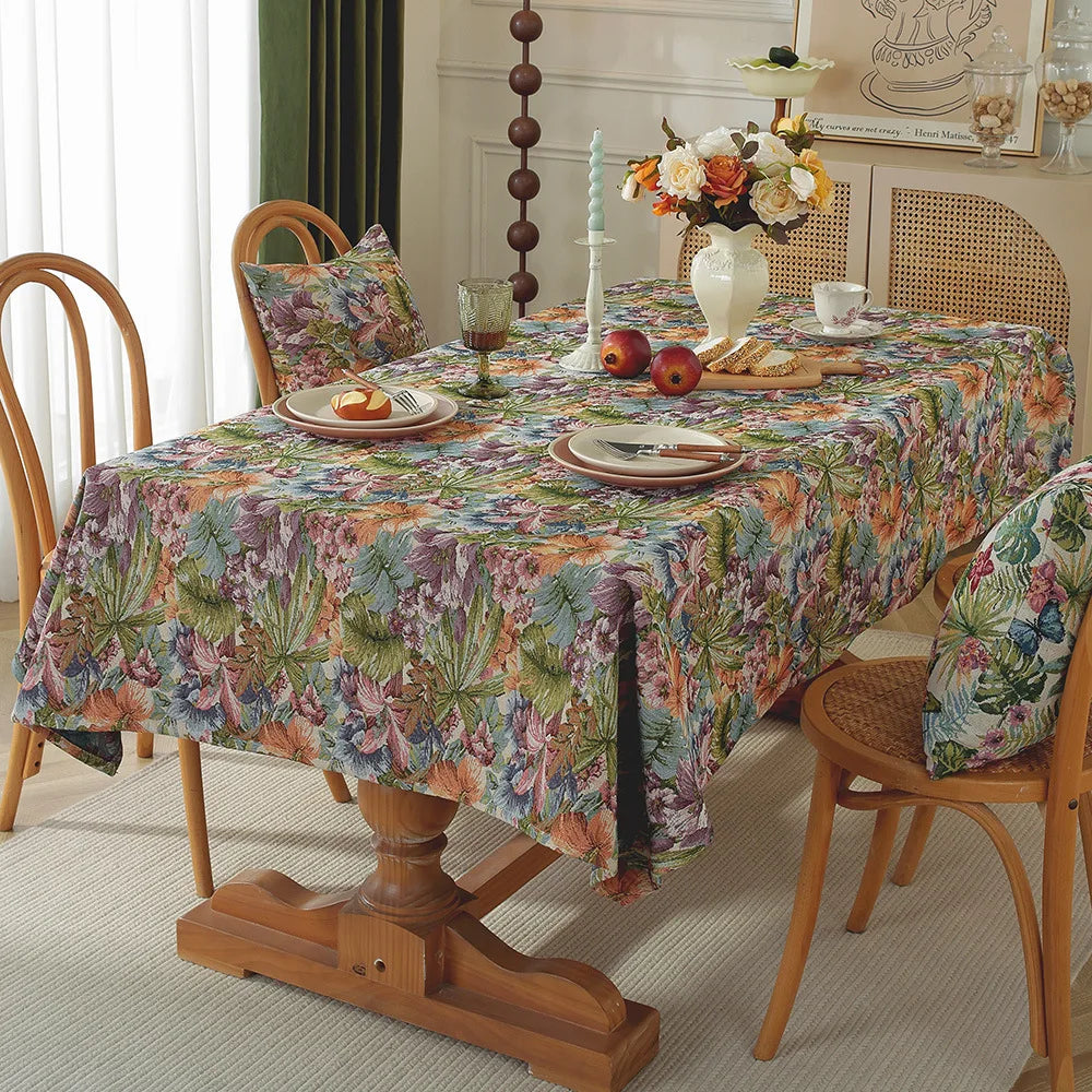 Jacquard tablecloth floral pattern oil painting design woven table cloth household