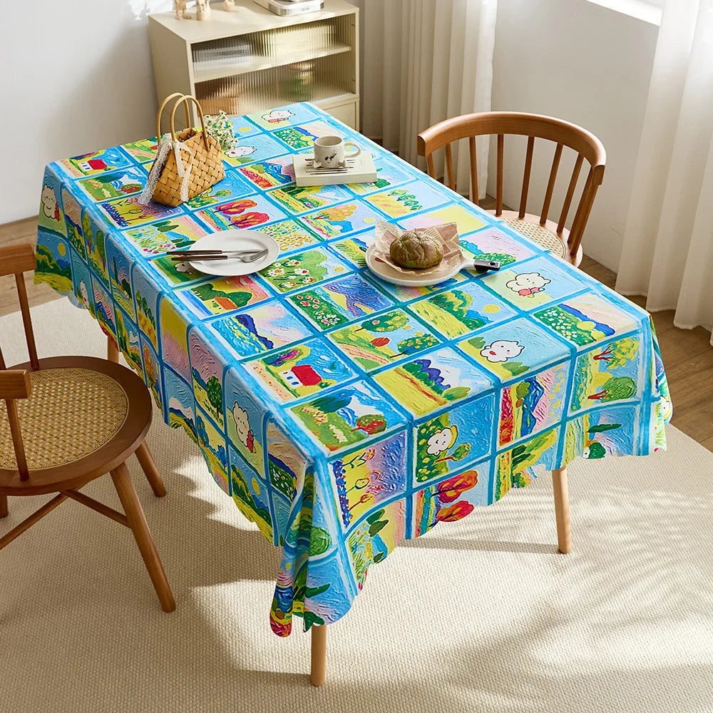 High quality polyester rectangular waterproof tablecloth printed decorative tablecloth