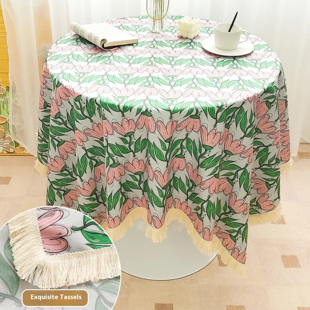Ins style short plush fringed table covering dustproof garden tablecloth activity tablecloth