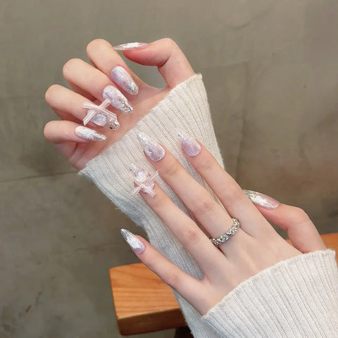 Reusable Cat Eye Gel Stick on Nails Butterfly Hand Pressing Press on Nails