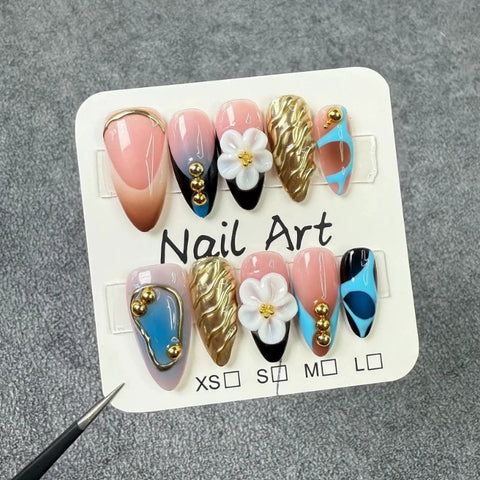 Handmade Irregular Metal Design butterfly Short Nail Stickers