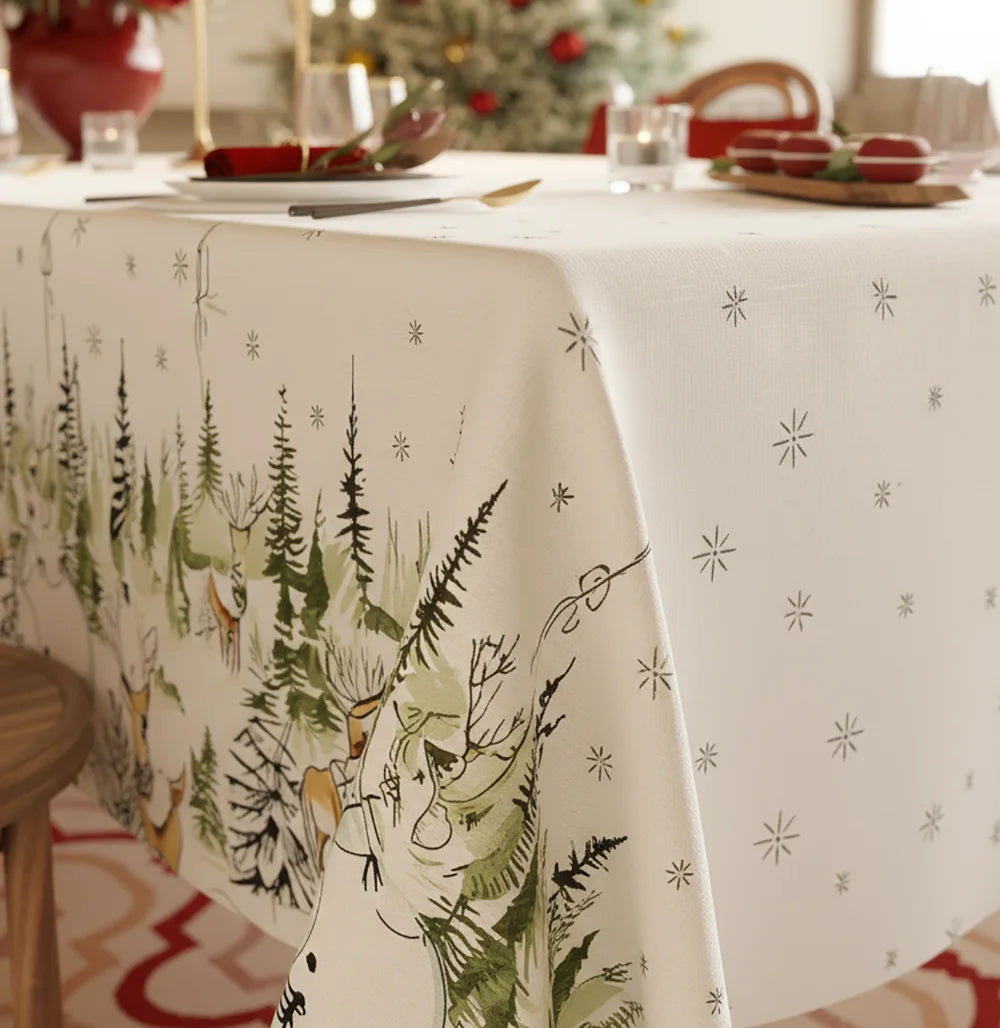 American style happy print polyester woven waterproof and dustproof reusable table cloth and coffee table cloth, suitable for parties