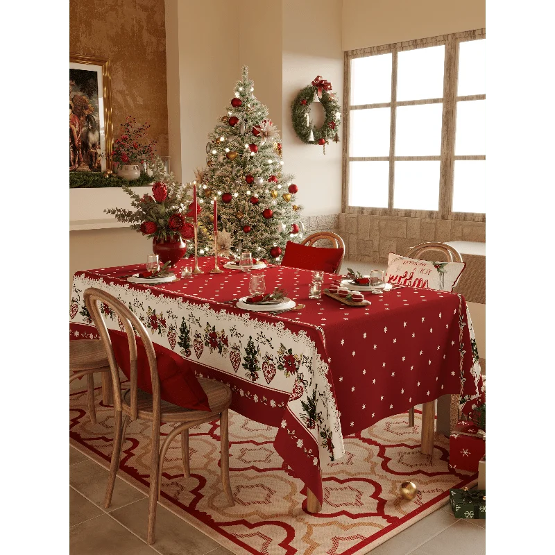 New Christmas bright red tablecloth Festive waterproof New Year family restaurant party tablecloth